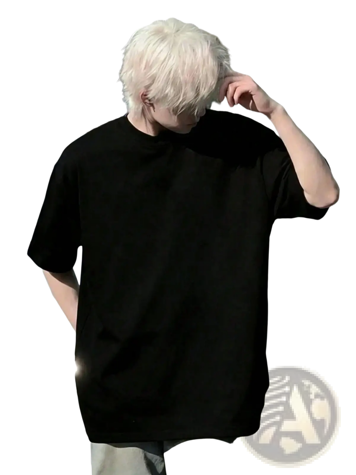 Black oversized men short sleeve t shirt with graphic print made of comfortable cotton fabric for casual wear