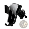 Black automatic clamping gravity car phone holder air vent mount with glossy finish and adjustable arms