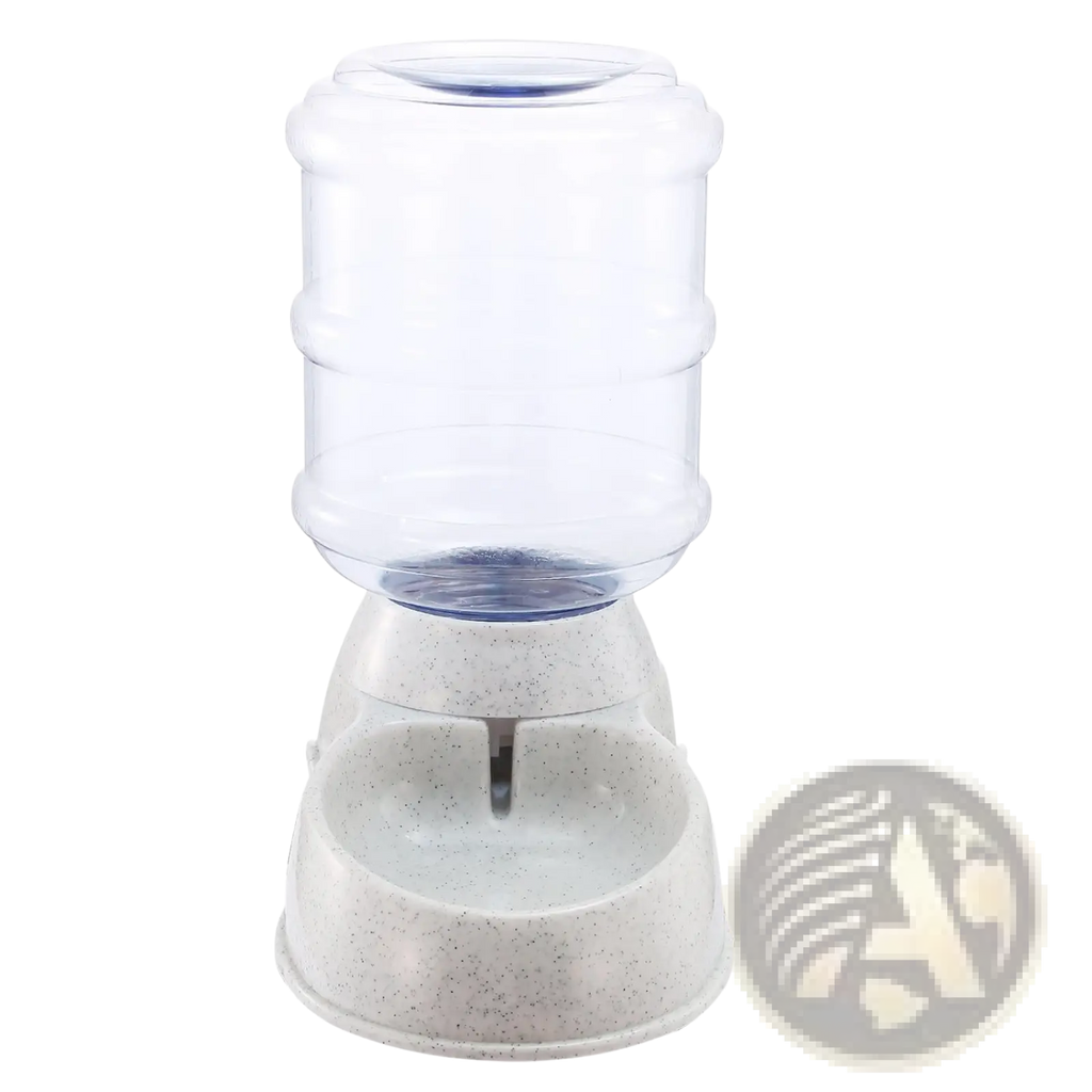 Clear plastic gravity pet water dispenser with speckled gray base 3.5l automatic waterer for pets
