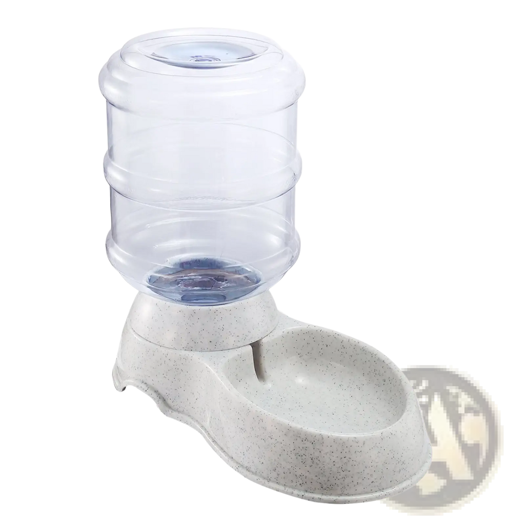 Clear plastic gravity pet water dispenser with speckled gray base 3.5l automatic waterer for pets