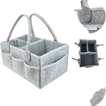 Gray felt diaper caddy organizer tote bag with dual handles and multiple compartments for easy storage