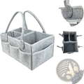 Gray felt diaper caddy organizer tote bag with dual handles and multiple compartments for easy storage