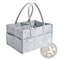 Gray felt diaper caddy organizer tote bag with dual handles and multiple compartments for versatile storage