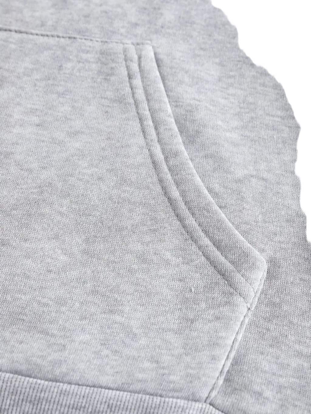 Gray lips print pullover hoodie featuring a gray heathered fleece pocket with ribbed trim for comfortable wear