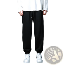 Black drawstring joggers with a relaxed fit and elastic cuffs in casual gray mens jogger sweatpants style