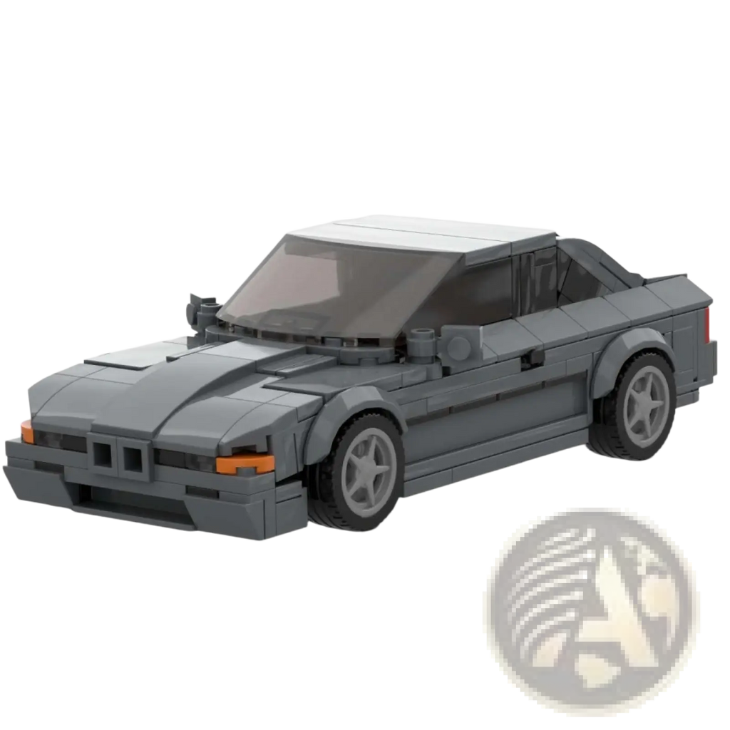 Gray sports car building set 337pcs diy toy model of bmw e36 m3 with orange headlights and black tinted windows