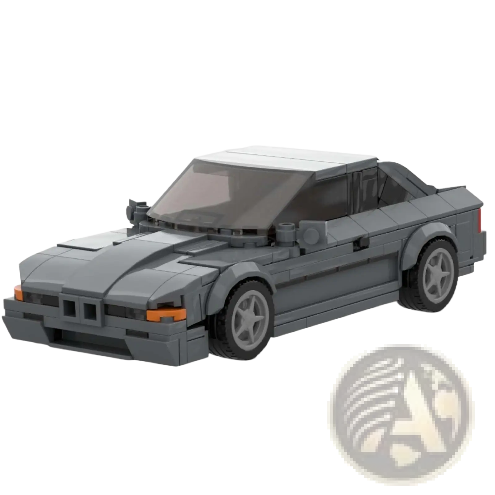 Gray sports car building set 337pcs diy toy model of bmw e36 m3 with orange headlights and black tinted windows