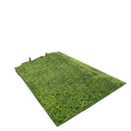Green grass door mat featuring artificial grass material designed for living room use and hand wash care