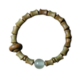 A green sandalwood hand bracelet featuring a bamboo-patterned wooden band with a single light green jade bead