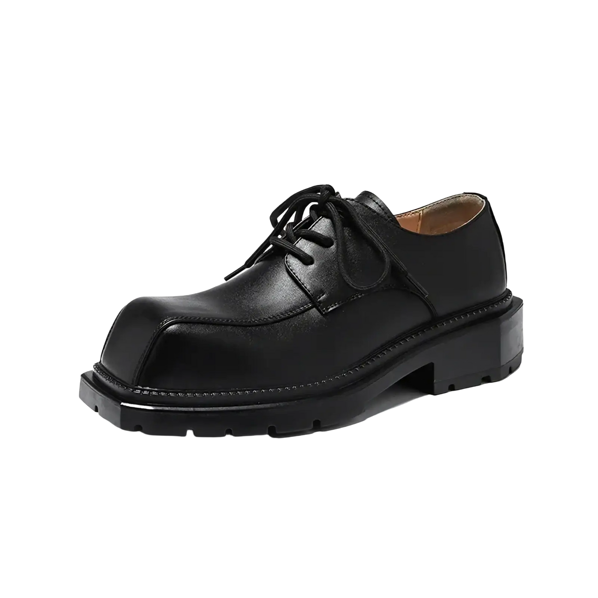 Black leather lace-up oxford shoe with chunky rubber sole from Green Sole leather casual shoes collection