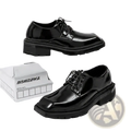 Black patent leather oxford shoes with thick soles from green sole leather casual shoes collection