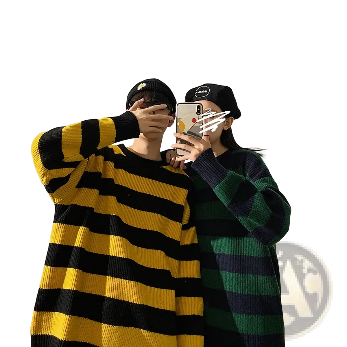 Yellow and black striped knit sweater featuring an oversized vintage design with bold color contrast