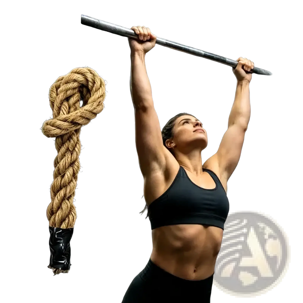 Grip training rope handles set featuring thick natural fiber rope with black rubber grip for secure workout handling