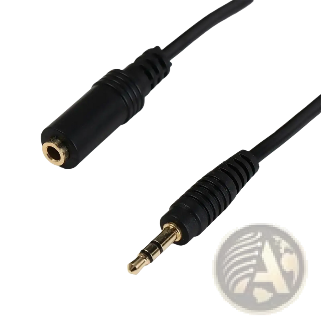 Black ground loop noise isolator 3.5mm audio filter cable with gold-plated male plug and female jack for secure connectivity