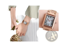 Guou rose gold rectangular women quartz watch with white face and black roman numerals
