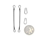 Gym cable extension with two black webbing straps and silver carabiners for home gym machines