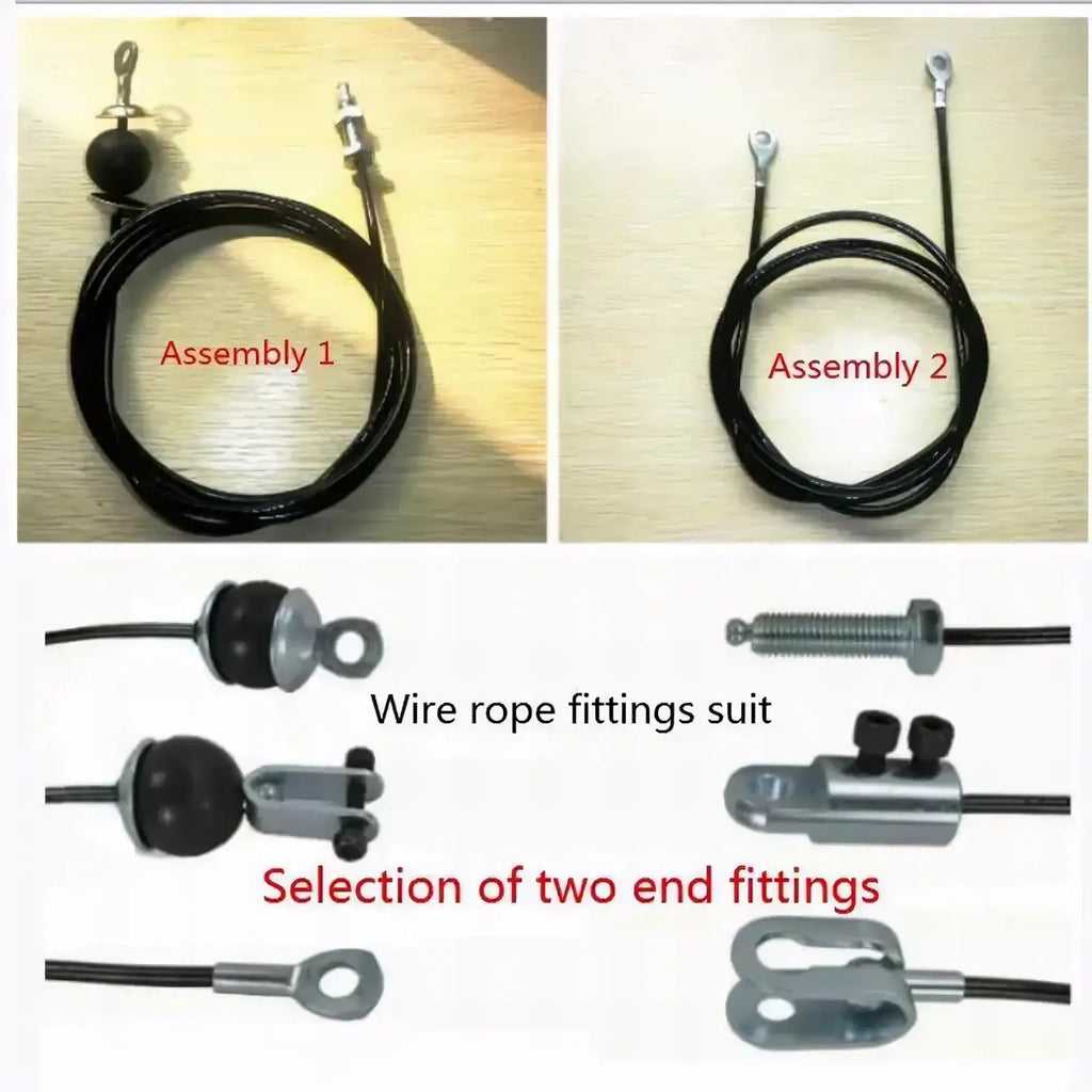Black cable assemblies with metal fittings for gym cable replacement wire rope fitness equipment parts