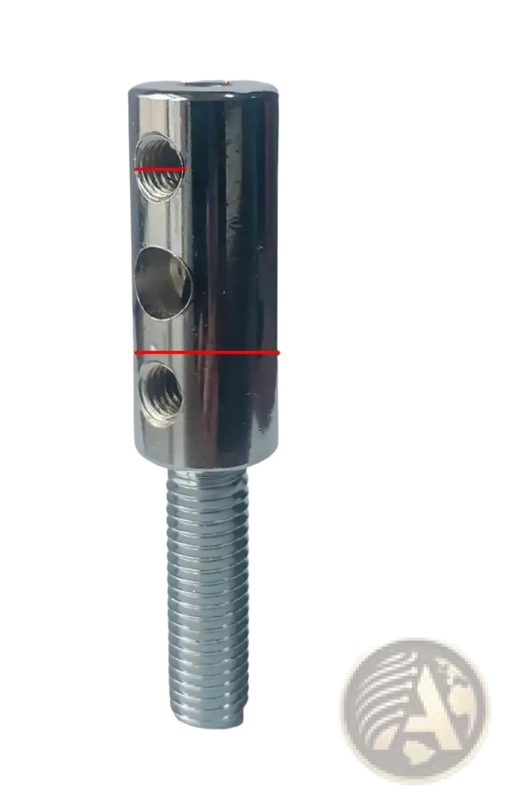 Silver metallic threaded rod with three holes for gym cable replacement wire rope fitness equipment part