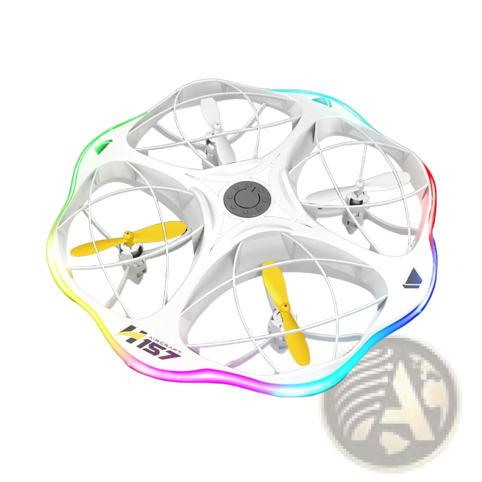 H157 led kids drone white quadcopter with dual battery featuring rainbow led lighting around its frame