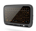 Black rectangular wireless bluetooth keyboard h18 mini with illuminated orange keys and glossy finish