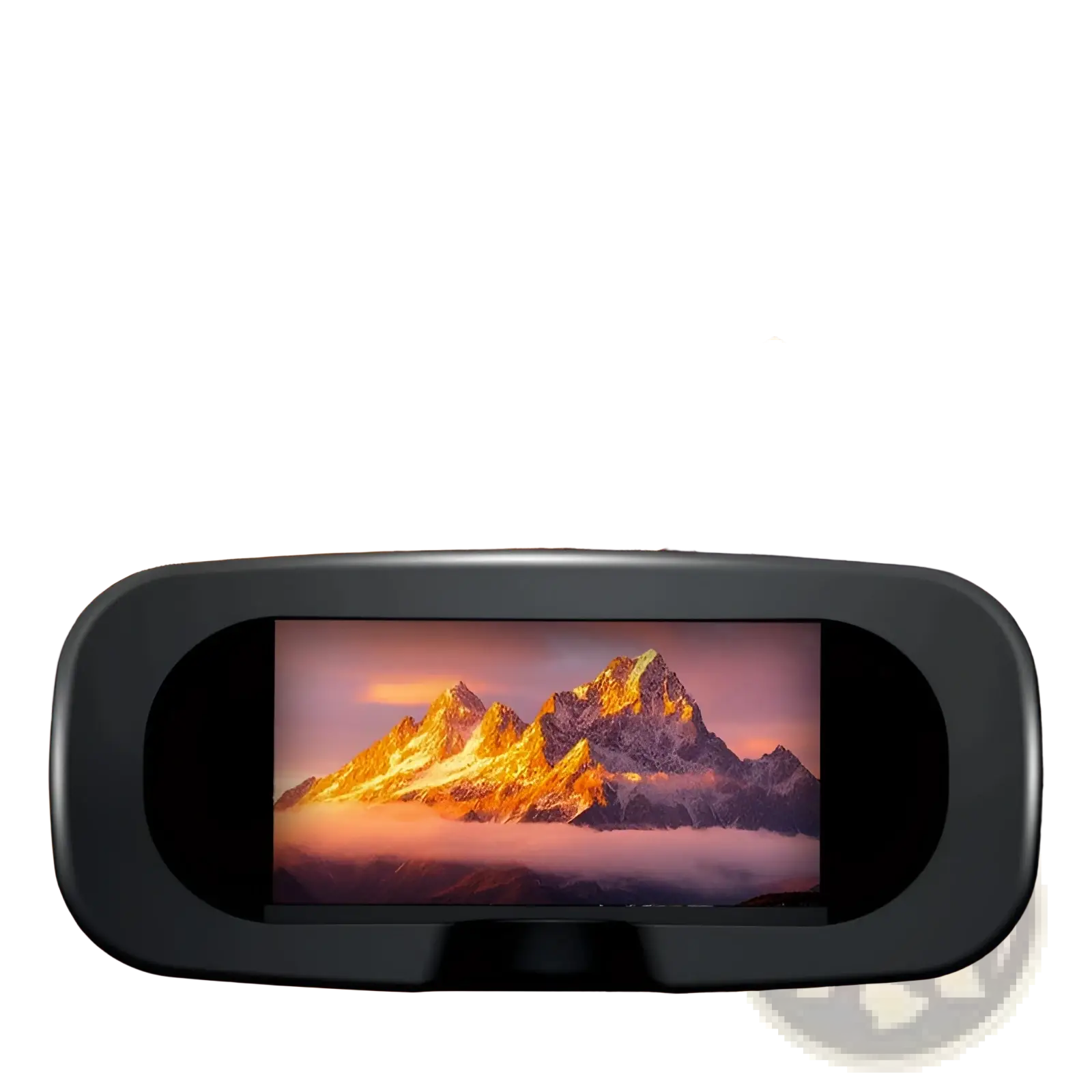 Black vr headset with built-in screen displaying mountain landscape for h21 brushless dual camera foldable drone usage