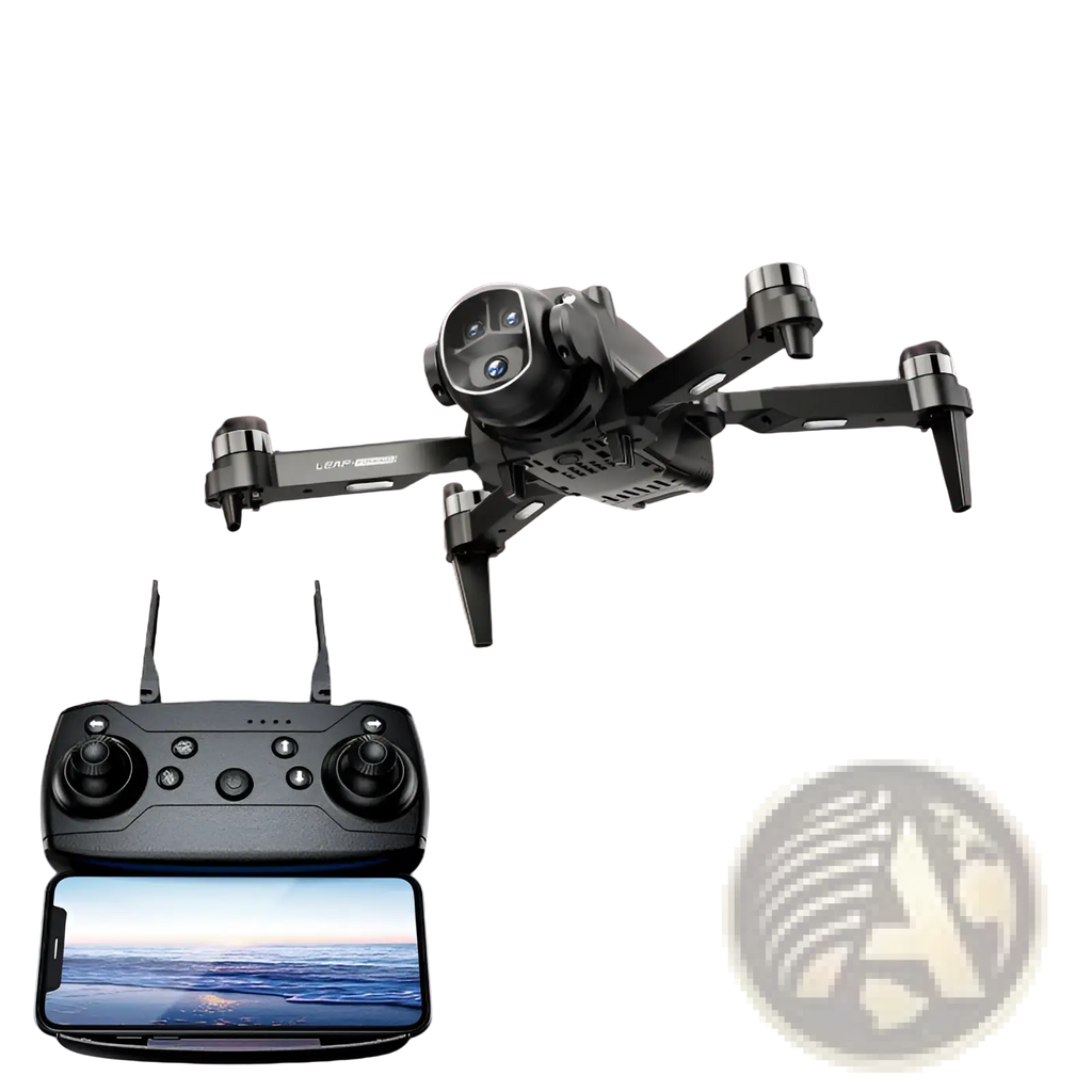 Black aeenjoy pp h21 brushless foldable drone with dual camera and front camera shown with remote control and vr headset