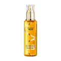 Golden-hued transparent glass bottle with gold spray nozzle embossed hanboli branding for hair care essential oil spray