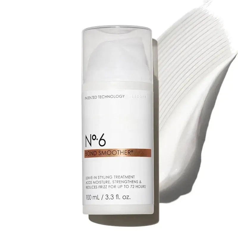 White cylindrical la roche-posay no 6 bond smoother leave-in styling treatment with clear pump for frizz repair split ends