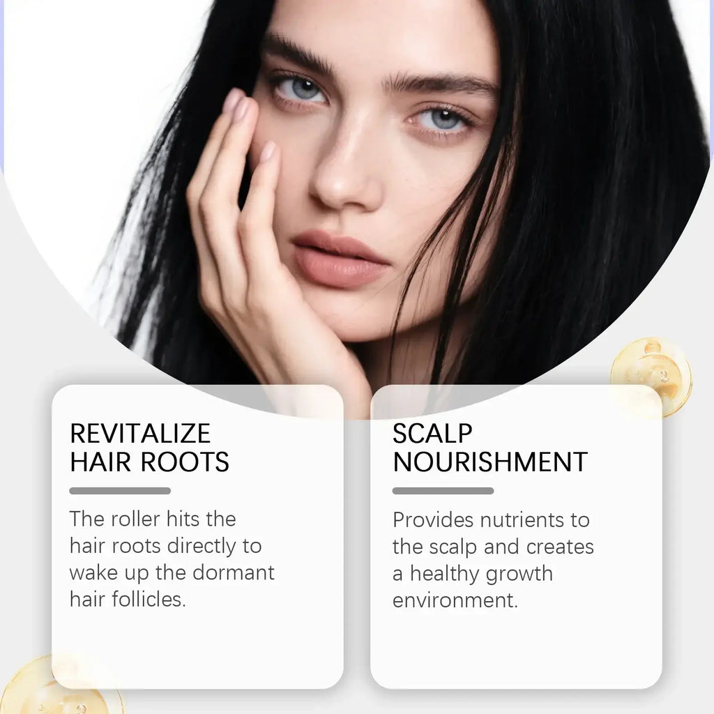 A sleek gold-toned hair roller for hair care spray nourishing scalp treatment revitalizing roots and scalp care
