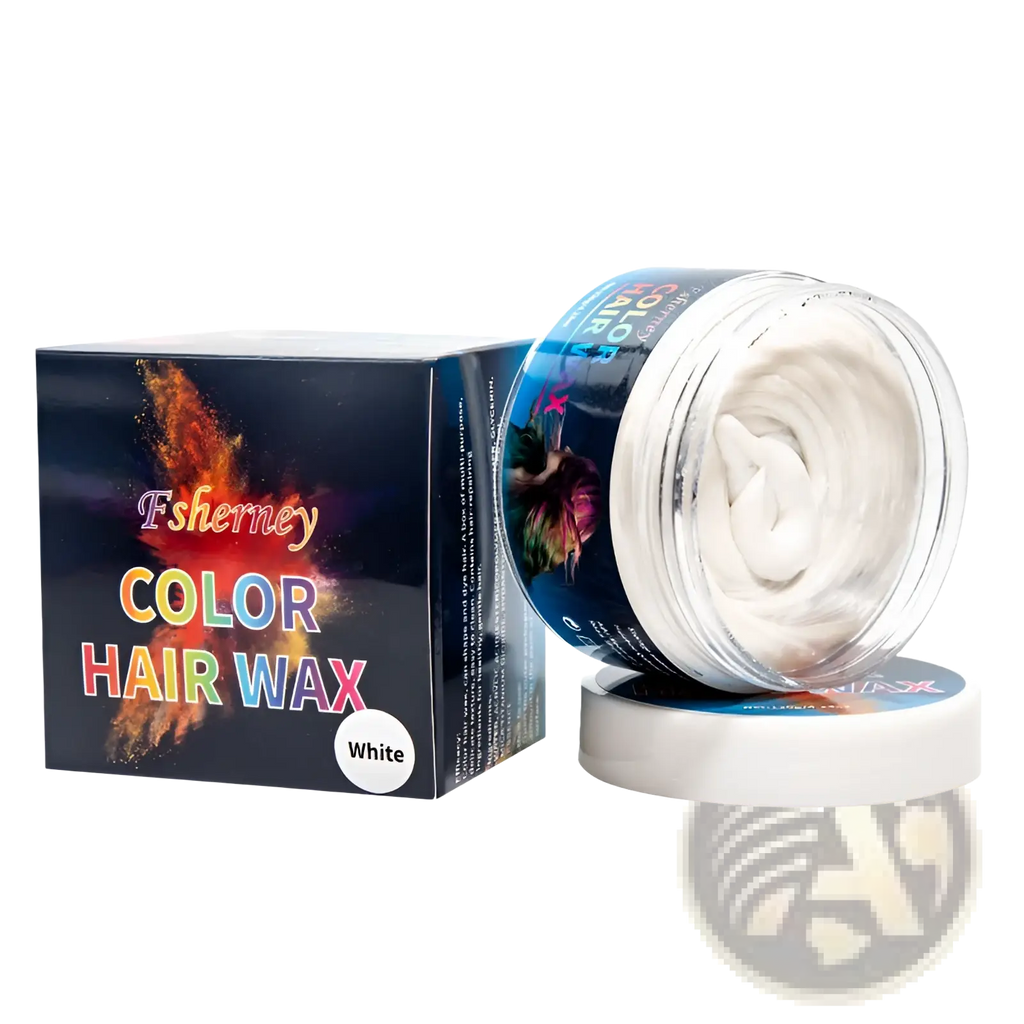 Fsherney white hair color wax styling clay 120g in clear jar with colorful packaging strong hold mud for styling