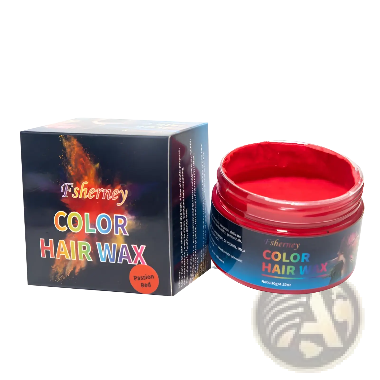 Fsheney passion red hair color wax styling clay 120g strong hold mud in vibrant red jar with bold rainbow lettering