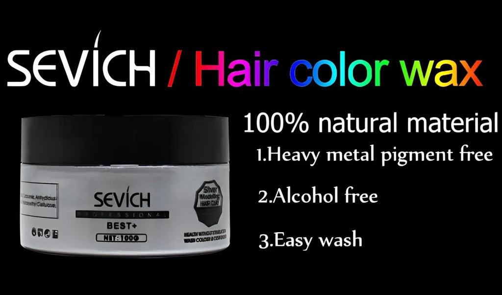 Silver metallic textured jar of Sevich best+ hair coloring wax with black lid for instant dye mud 100g