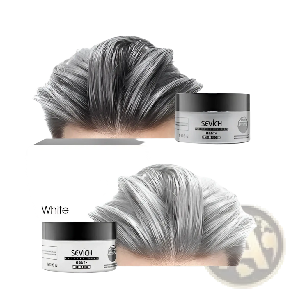 Gray and white hair coloring wax mud in sleek black and silver sevich best plus jars for instant disposable dye