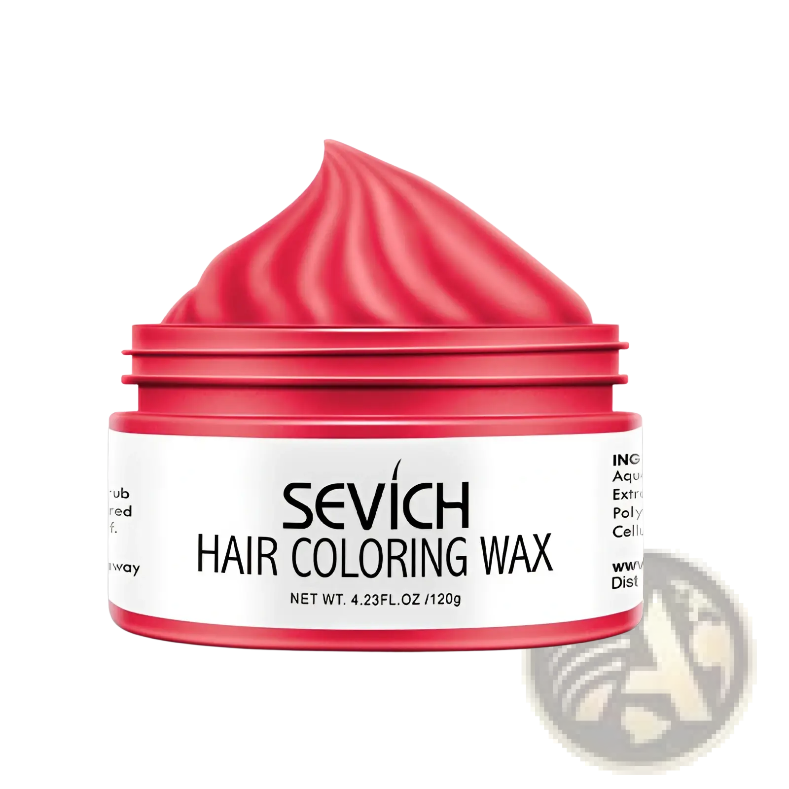 Pink sevich hair coloring wax in a red jar with white label for disposable instant dye mud 100g product