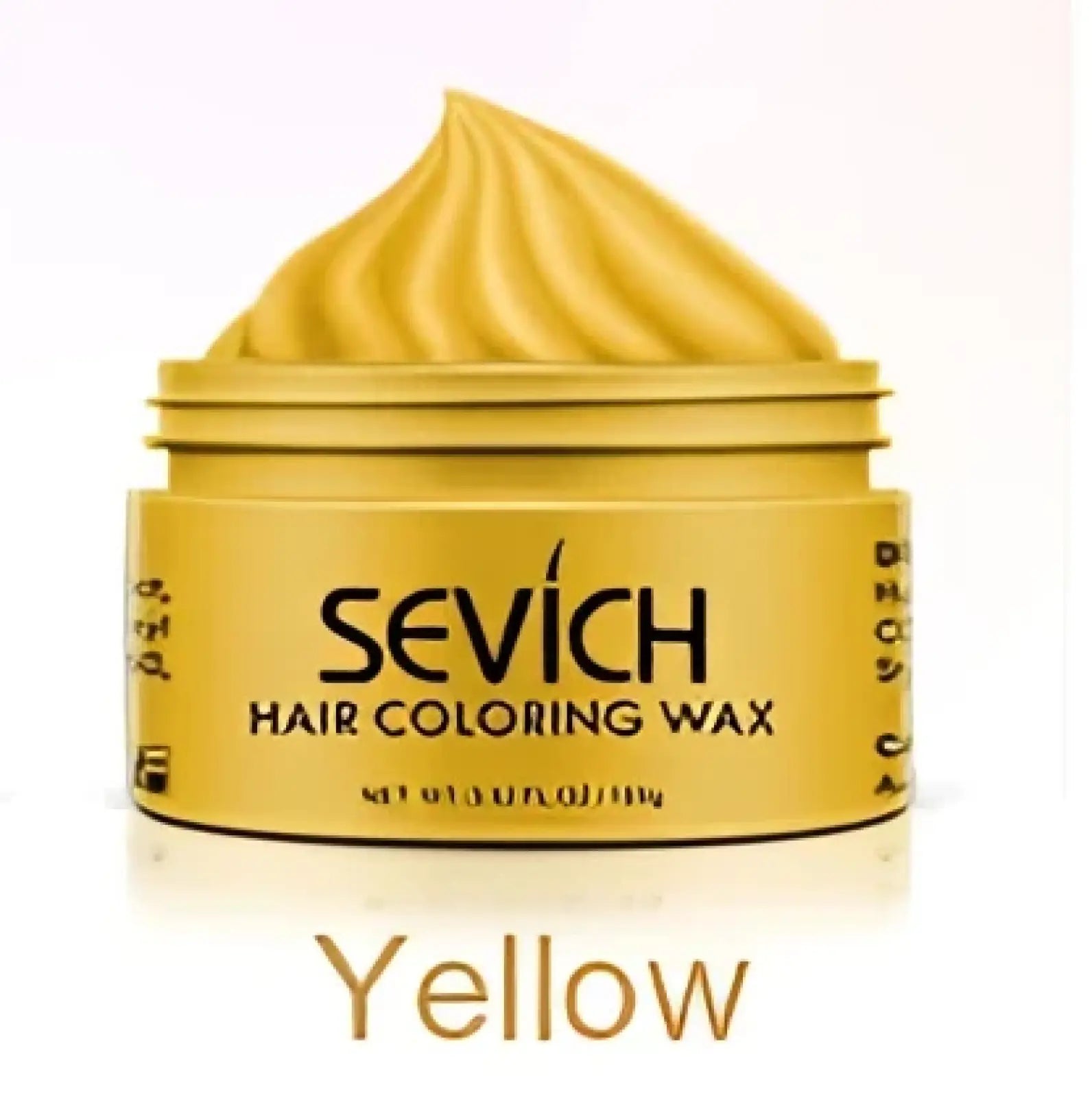 Yellow sevich hair coloring wax instant dye mud in a gold-colored jar with matching lid 100g for disposable use