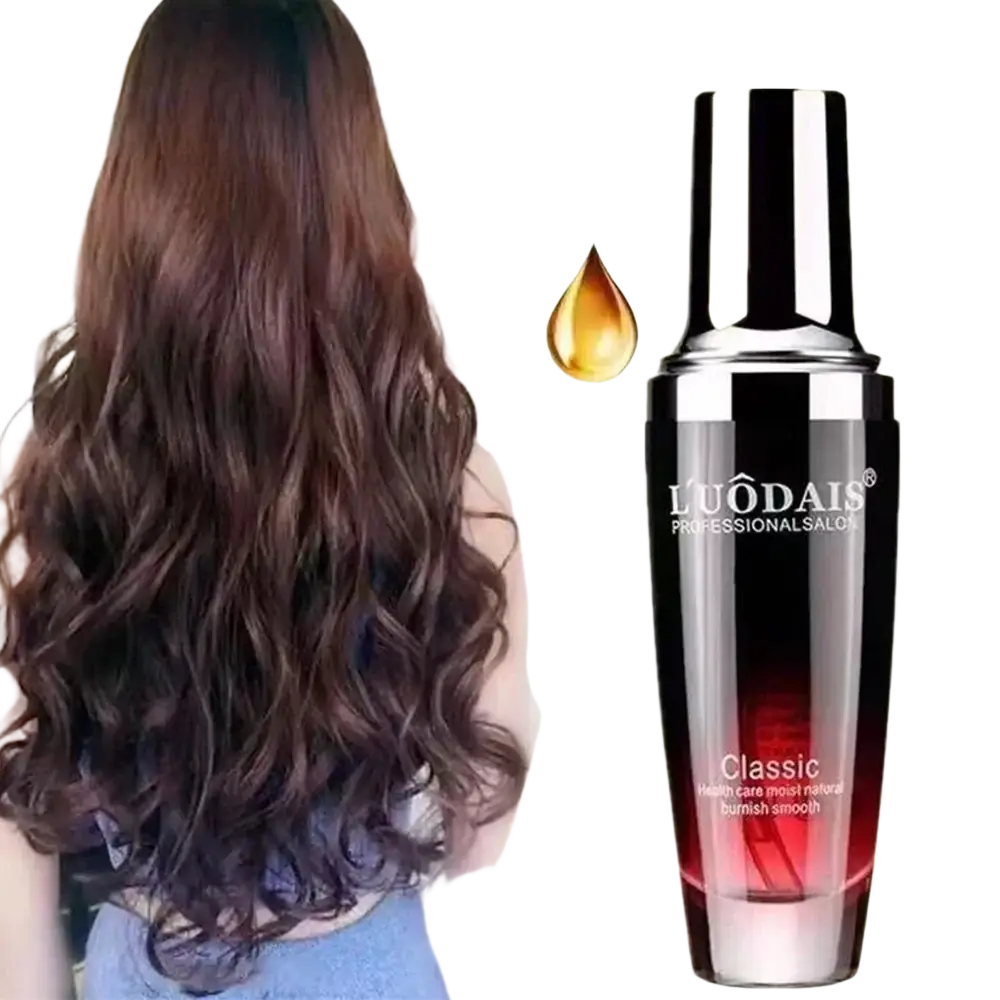 Black and red gradient glass bottle of luodais professional salon classic hair essential oil 80ml for hair loss
