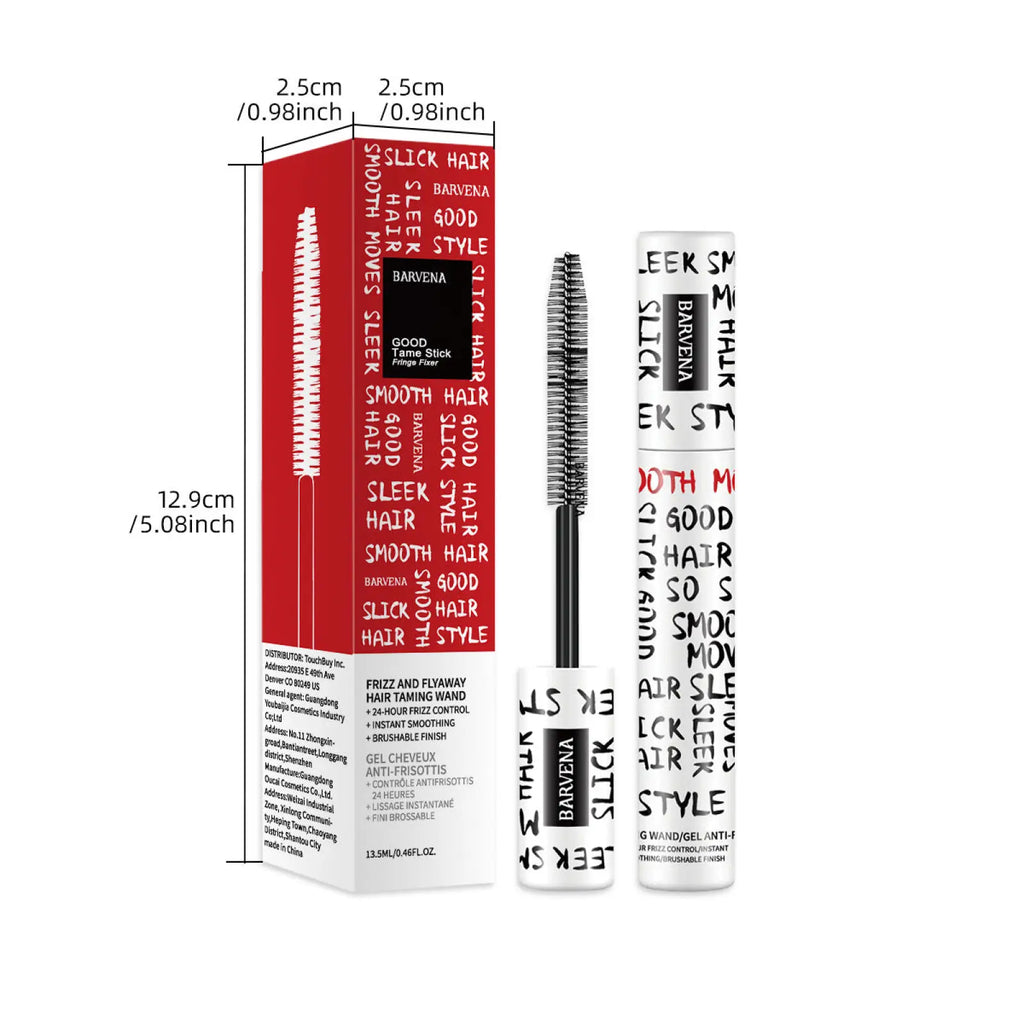 Barvena hair frizz control wand bn7208 with white and red body and black mascara brush applicator for portable styling