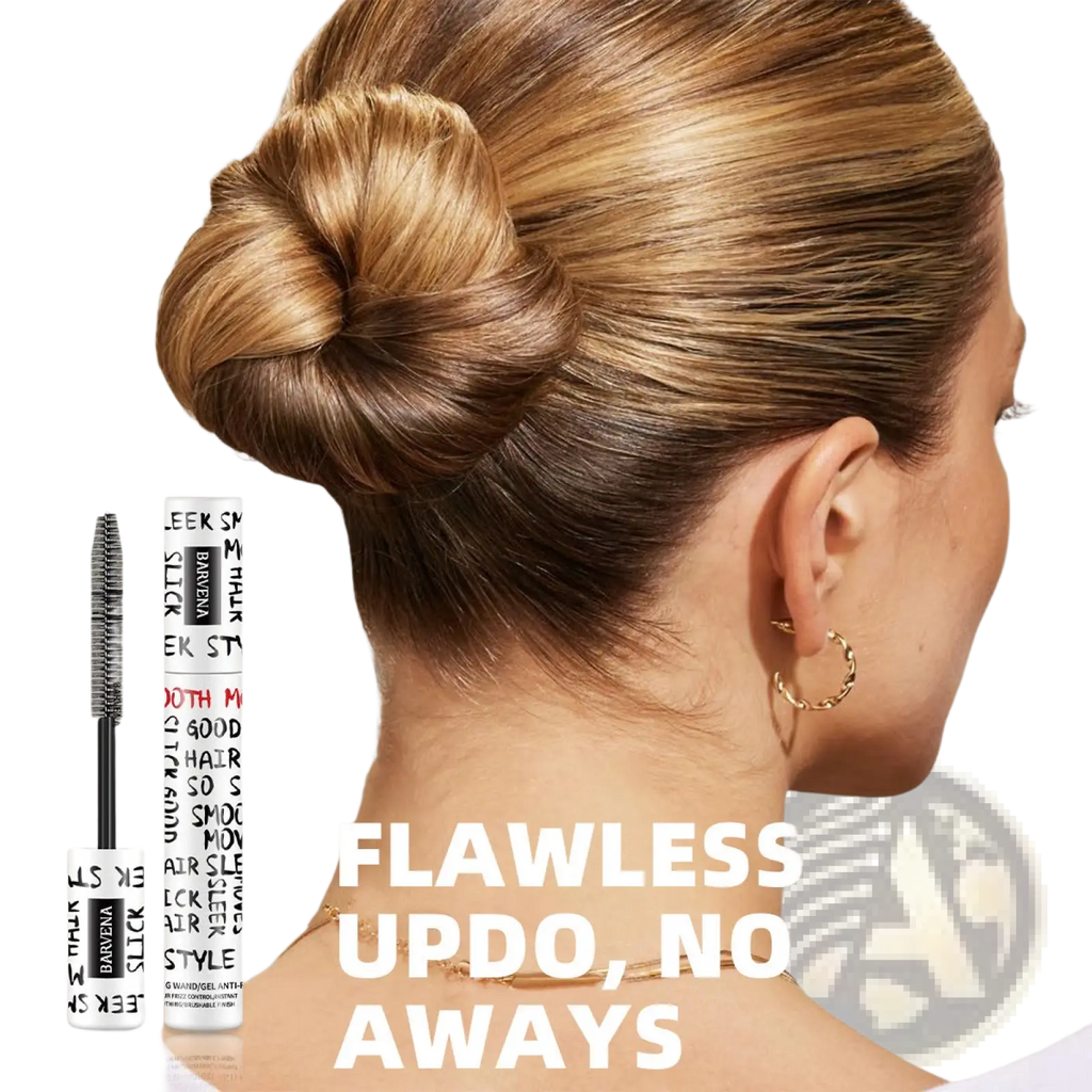 White and black mascara tube with bold text design featuring barbiea for hair frizz control wand portable styling stick bn7208