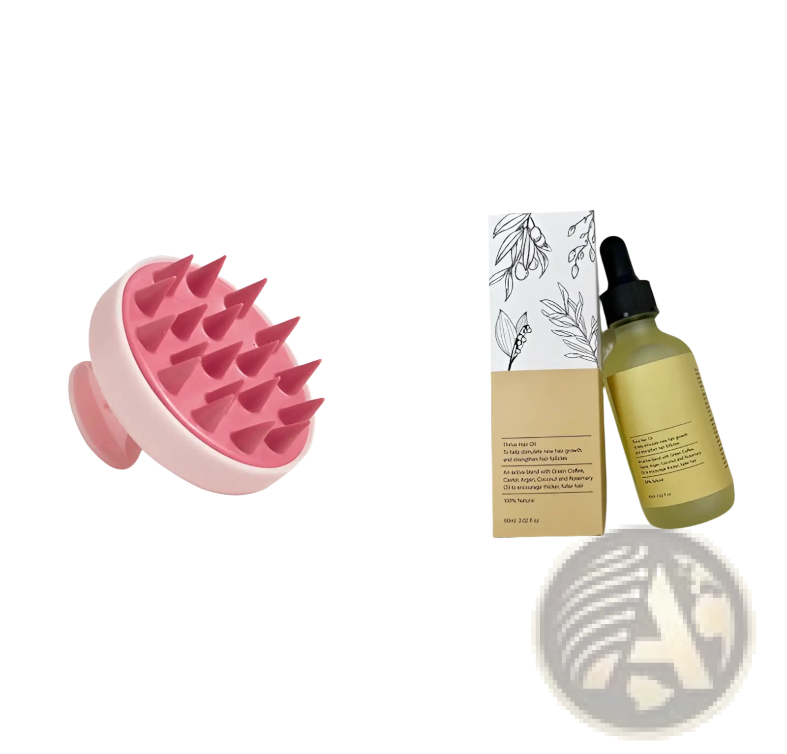 Pink silicone scalp massager with rounded handle and pointed bristles for moisturizing hair growth oil repair serum use