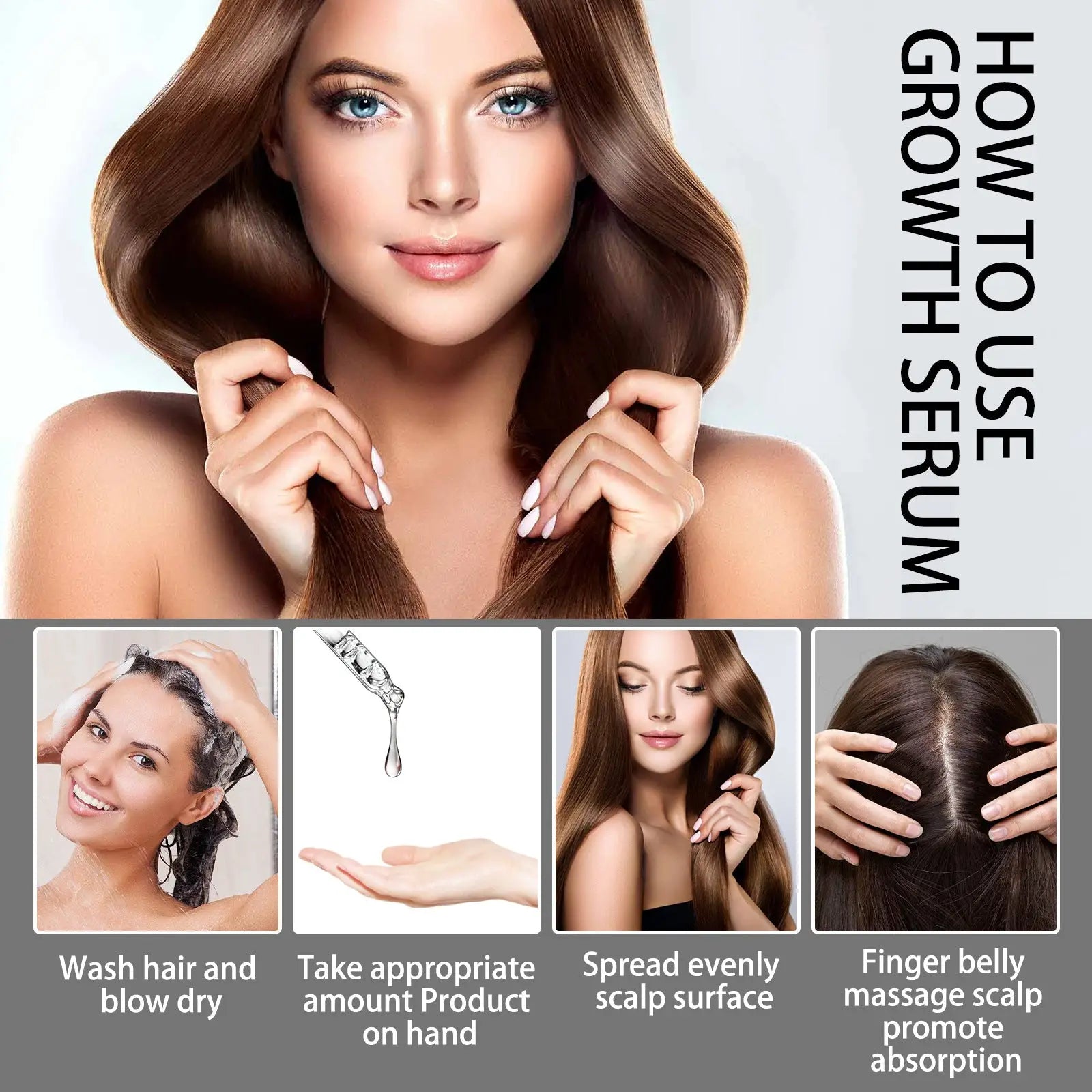 Hair growth serum anti hair fall oil in a clear glass dropper bottle with silver cap 30ml for easy application