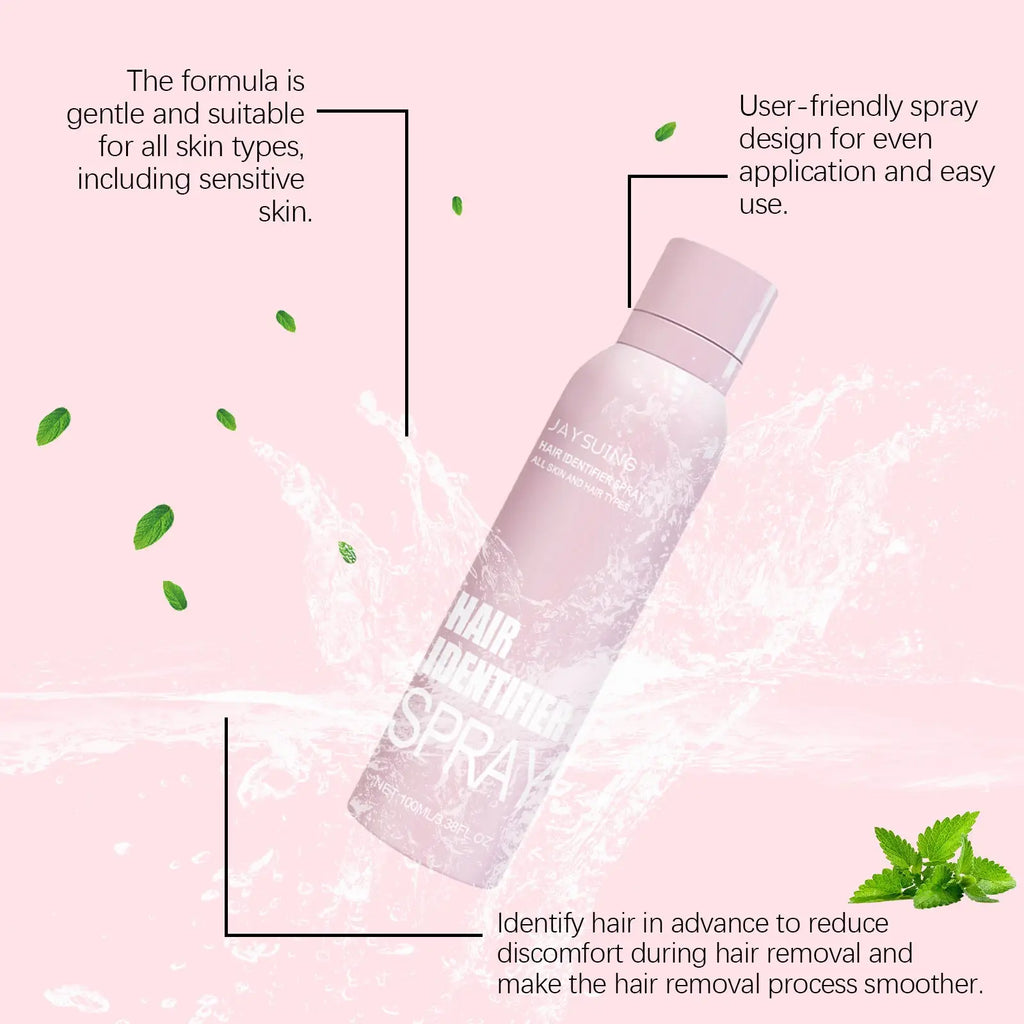 A translucent pink jaysuwe hair identifier spray bottle with cap for sensitive skin in hair identifier spray and dermaplaning razor set