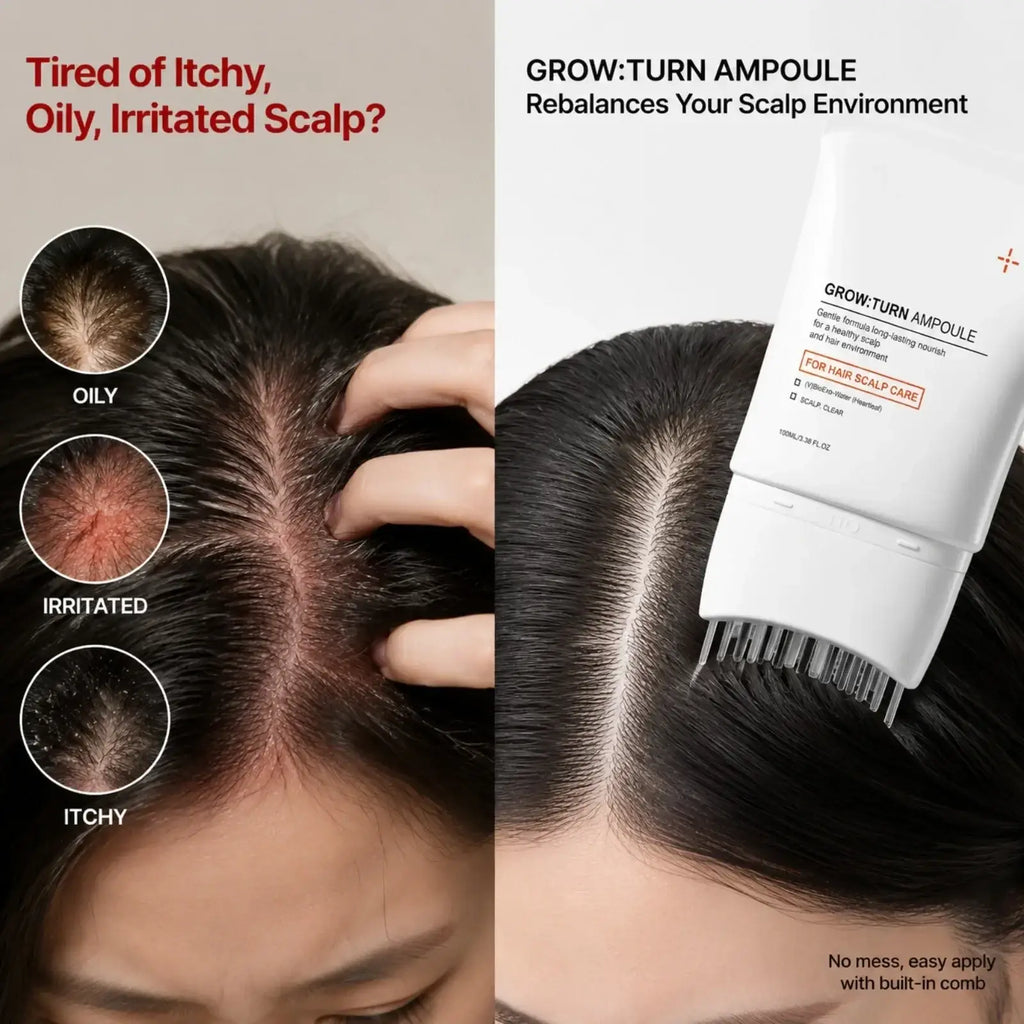 White grow turn ampoule scalp care ampoule with built-in massage comb for hair strands nourishing serum treatment