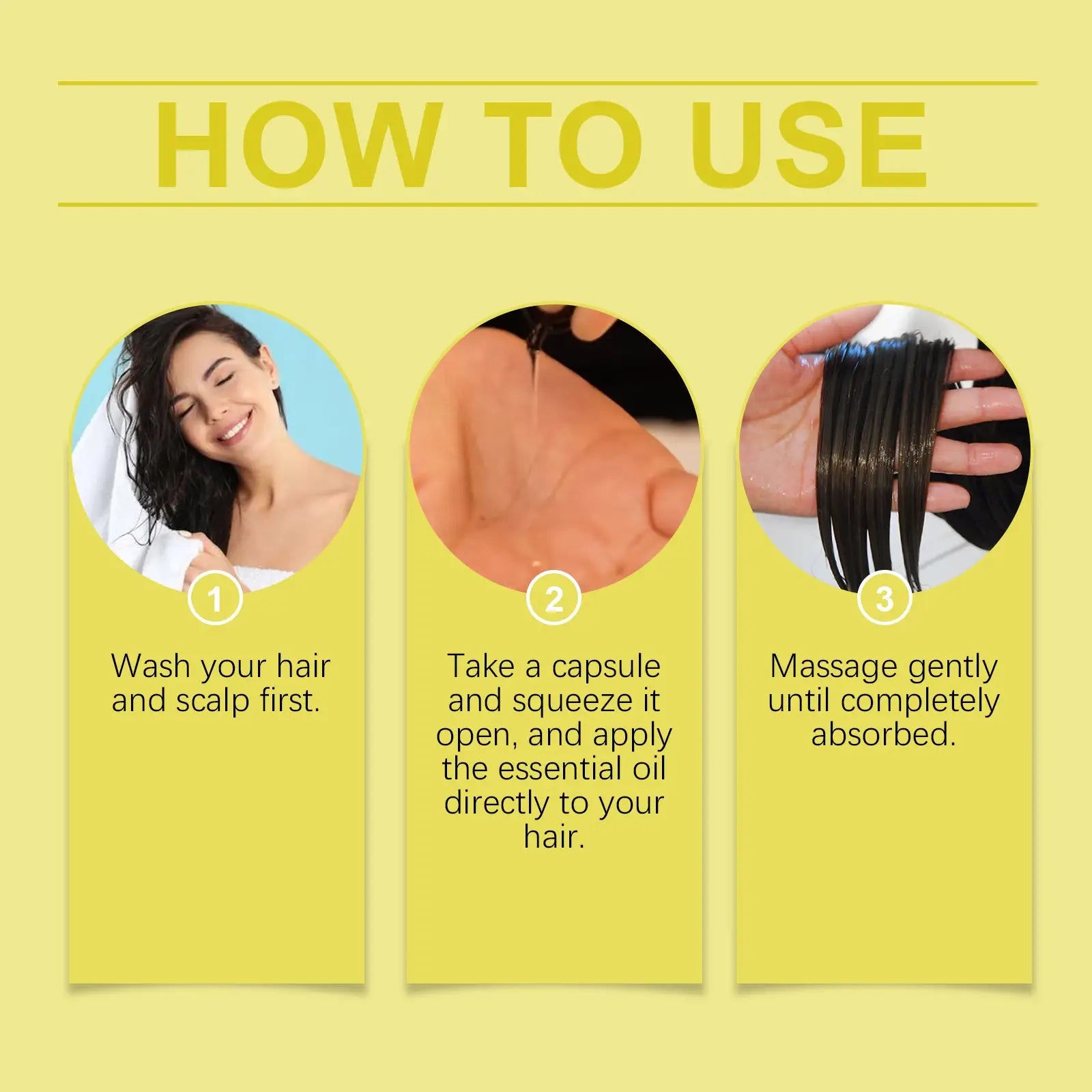 Black essential oil hair treatment capsule with ginseng and honey extract from hair oil capsules product