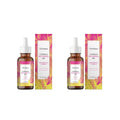 Two amber glass bottles of oceaura cyperus rotundus hair removal essential oil with white dropper caps and tropical packaging stored in a cool dry place