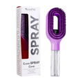 Purple plastic hair-smoothing spray comb with integrated nozzle and bristles for portable hair styling