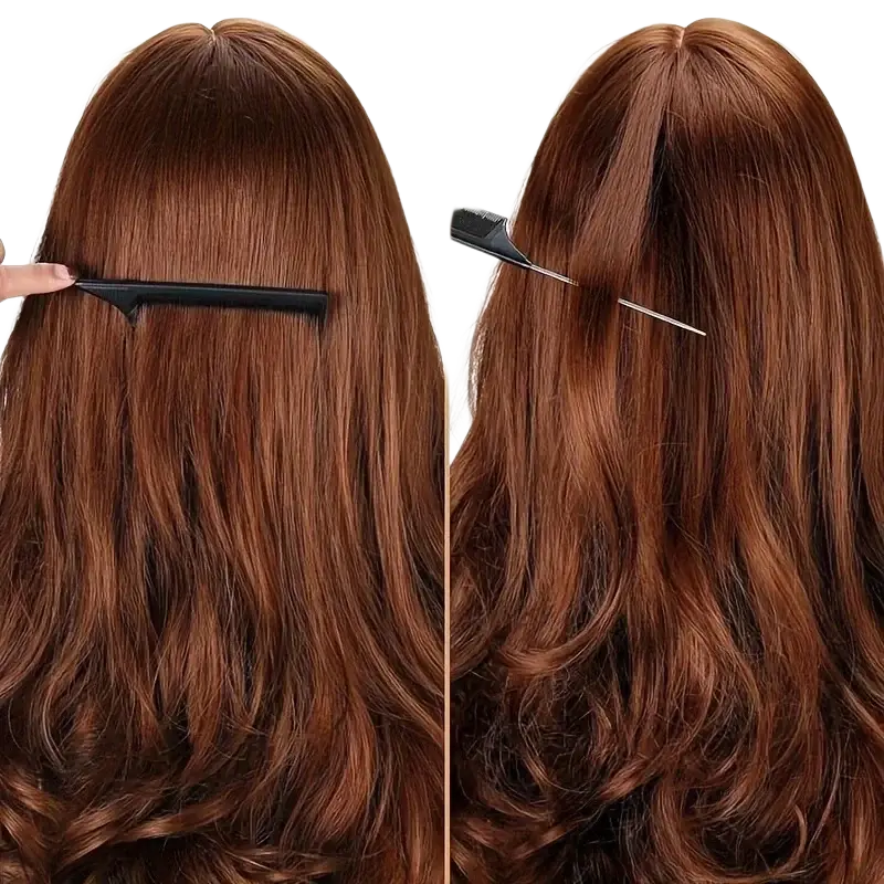 Black plastic hair comb with sleek narrow design and pointed tip for precise hair styling for all hair types