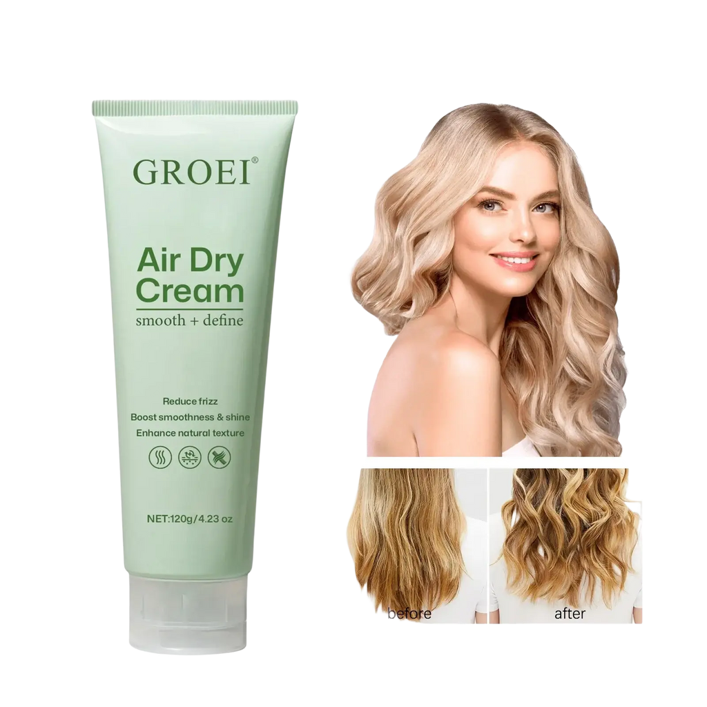 Light green tube of hair styling cream nourishing air dry cream 120g with clear cap to reduce frizz and enhance texture