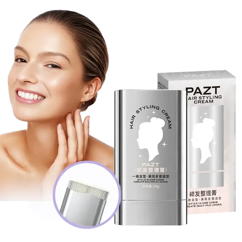 Silver pazt hair styling wax cream stick with built-in comb metallic finish embossed branding store in dry place