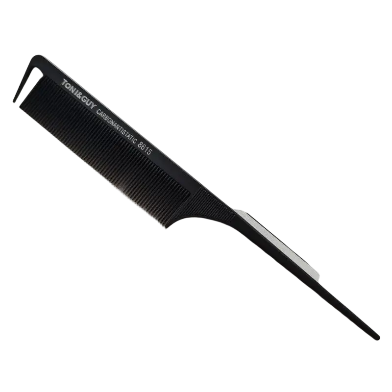 Black toni & guy carbon static 8615 hair tail comb with sleek design and precise teeth for tail combs salon styling
