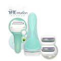 Mint green and white schick intuition women’s razor with two replacement blades in hair trimmer and razor set for sensitive skin